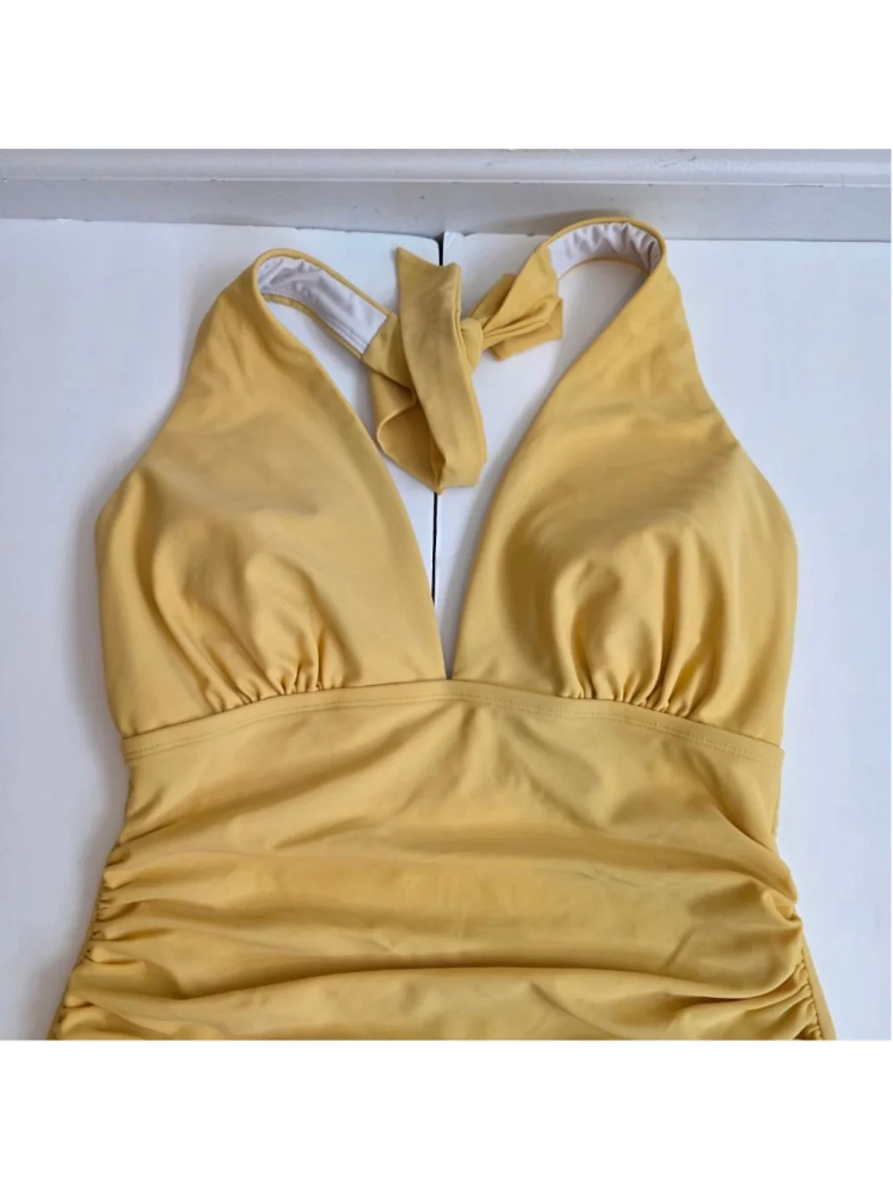 Women's Tommy Hilfiger Yellow Halter One Piece Swimsuit Size 8
